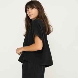 Elizabeth Suzann Black Silk Crepe T — XS
